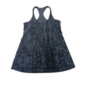 Lululemon Womens Cool Racerback Tank est. 8/10 Black Gray Graffiti